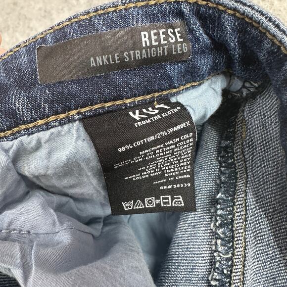 Kut From The Kloth Reese Ankle Straight Leg Jeans WMNS 8 Blue Distressed Raw Hem - Picture 5 of 10